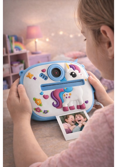 Çocuk Dijital Kamera Unicorn Sevimli At Temalı Termal Yazıcılı 2.4 İnç Ekran Fotoğraf Video Selfie 3 Oyunlu Anında Baskı Makinesi Print Kamera Çift Kamera, Silikon Kılıf Çocuk Dijital Kamera Unicorn Sevimli At Temalı Termal Yazıcılı 2.4 İnç Ekran Fotoğraf Video Selfie 3 Oyunlu Anında Baskı Makinesi Print Kamera Çift Kamera, Silikon Kılıf