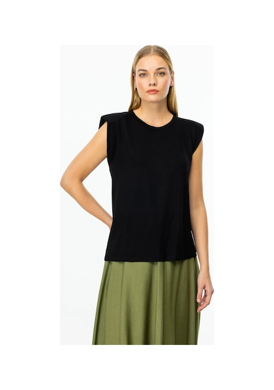On Fashion Omuzları Vatkalı Kadın Kolsuz Bluz 25y.on.blz.51486.01 Siyah