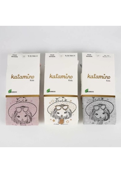 Melonika Mistar Baskılı Kız Külotlu Çorap Asorti Çok Renkli