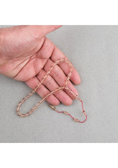 Ateş Kehribar Kapsül Kesim Sistemli Bilek Boy 5x8mm Tesbih Bej