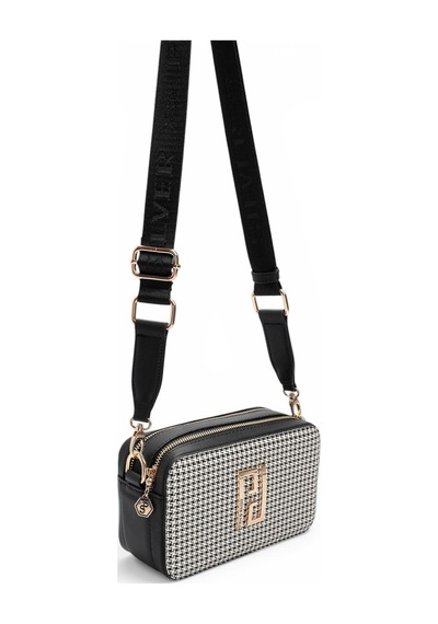 Silver & Polo Silver Polo Siyah - Siyah Kaz Ayağı Ekose Kadın Çapraz Çanta Sp1078
