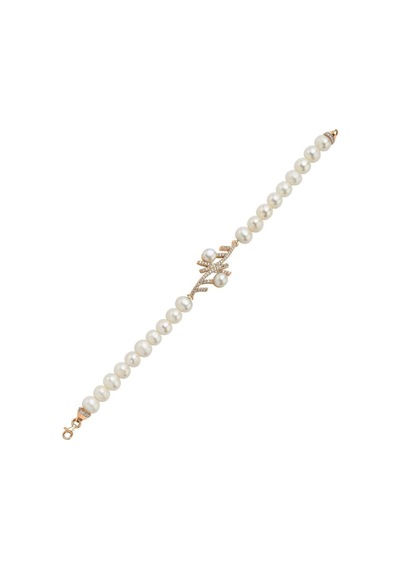 Zirkon Taşlı Doğal İnci Bileklik 18 Cm / Rose Gümüş