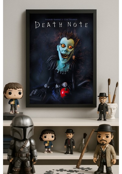 Death Note Siyah Ahşap Çerçeveli Poster, Anime Duvar Tablosu