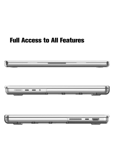 Apple Uyumlu MacBook Pro 16" M1 - M2 Hard Shell Sert Kapak Kılıf - Şeffaf