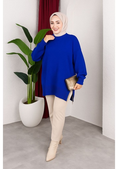 Hira Life Fashion Kadın Testtür Giyim Bisiklet Yaka Yırtmaçı Taşlı Ve Balon Kollu Oversize Şık Triko Tunik Mavi Mavi Hira Life Fashion Kadın Testtür Giyim Bisiklet Yaka Yırtmaçı Taşlı Ve Balon Kollu Oversize Şık Triko Tunik Mavi Mavi