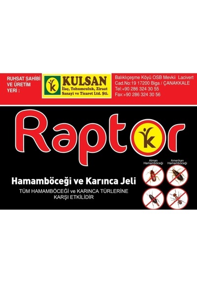 Raptor Jel Hamamböceği Ve Karınca Jeli 35 Gr Böcek Ilacı Yem