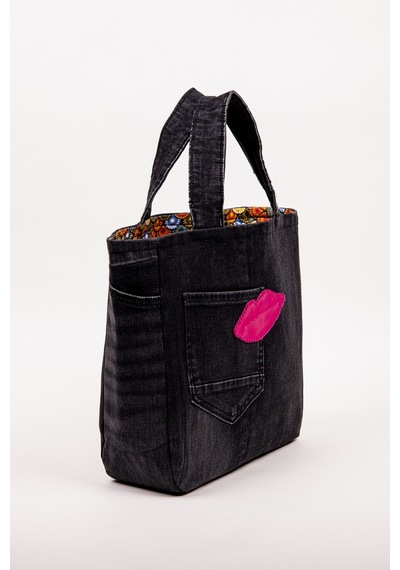 Fabric Craft Bag Kadın Denim Çanta Kot Kumaş Tote El Çantası Günlük Kullanım Büyük Boy 39x30 Kot Lacivert