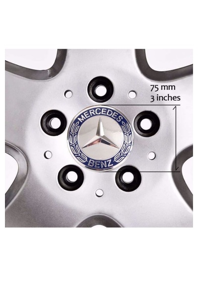 Mercedes Uyumlu Mavi Jant Göbeği Kapağı Arması 75 Mm 7,5 Cm 4'lü Takım