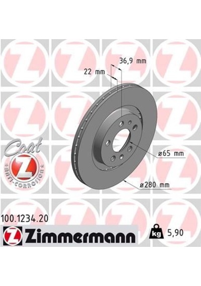 Zımmermann Ön Fren Aynası Golf Iv 97-06 Bora 98-05 Octavıa 99 Toledo Iı-leon 99-06 A3 99 280x22x5dlxhavalı 986478852-df2804-df2804bp Zımmermann 100.1234.20 1j0615301m 1j0615301e 1j0615301p