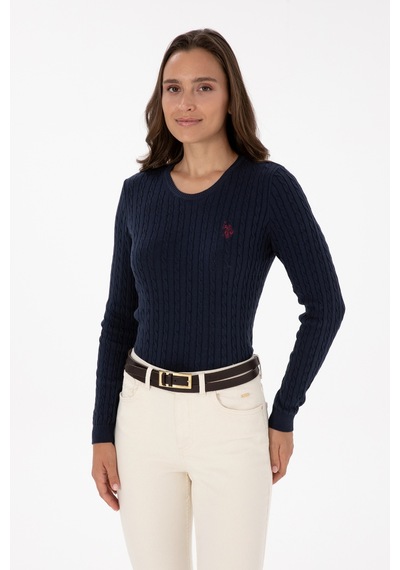 U.S. Polo Assn. Kadın Lacivert Bisiklet Yaka Basic Kazak 50313626-VR033 U.S. Polo Assn. Kadın Lacivert Bisiklet Yaka Basic Kazak 50313626-VR033