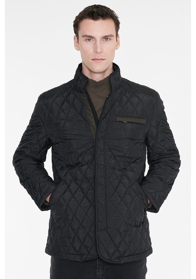 AC&Co / Altınyıldız Classics Erkek Sıyah Standart Fit Normal Kesim Dik Yaka Yan Cepli Overcoat Siyah