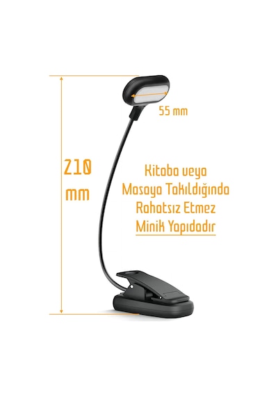 Kitap Okuma Işığı Ledli Klipsli Mini Kitap Okuma Lambası Mandallı Pille Çalışan Işık Masa Lamba