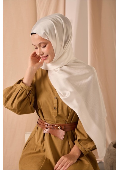 Silk Home Janjan Şal Tek Taraflı Beyaz Kendinden Çizgi Dokulu Parlak Yüzeyli 75x190 Çok Renkli