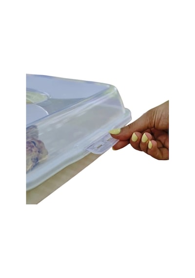 Kilitli Kapaklı Dikdörtgen Saklama Ve Taşıma Kabı 42x29x10 Cm Pasta, Kek, Börek Kabı Çok Renkli