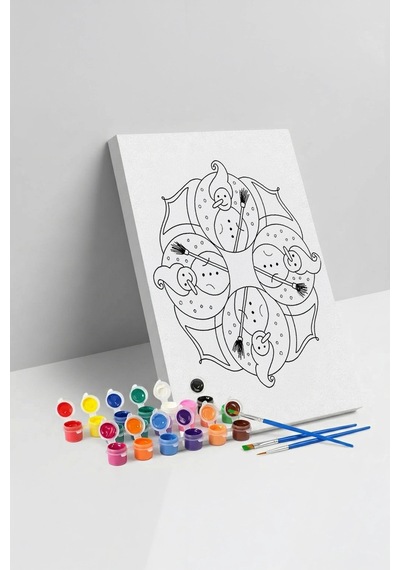 Kardan Adam Desenli Mandala Tuval Boyama Seti 40x50 Cm