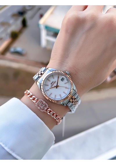 Slazenger Çelik Kordon 2 Yıl Garantili 5 Atm Bileklik Hediyeli Kadın Kol Saati Bsl.09.2472.3.02 Gri - Rose Gold