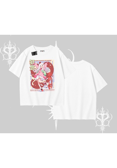 Tarzsokak Oversize Tshirt Madness Unleashed Anime Girl Baskılı Beyaz