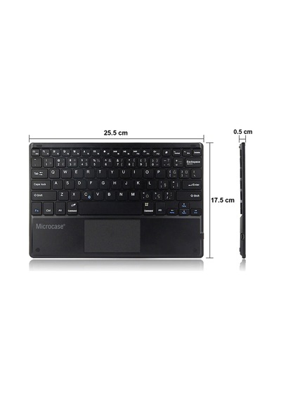 Microcase Samsung Uyumlu Galaxy Tab S7 Plus T970 Bluetooth Touchpad Klavye 25 CM + Tablet Standı AL2758