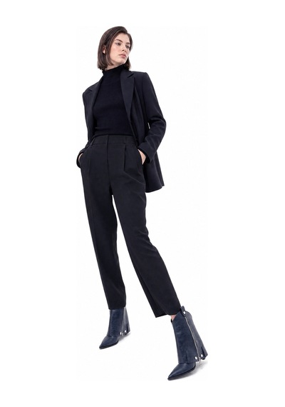 Luvi Shoes Lola Lacivert Fermuarlı Sivri Burunlu Kadın Topuklu Bot