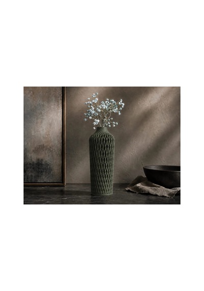 Diamont Metalic Green Vazo Modern Dekoratif 3d Baskı Vazo 137x250 Mm Çok Renkli