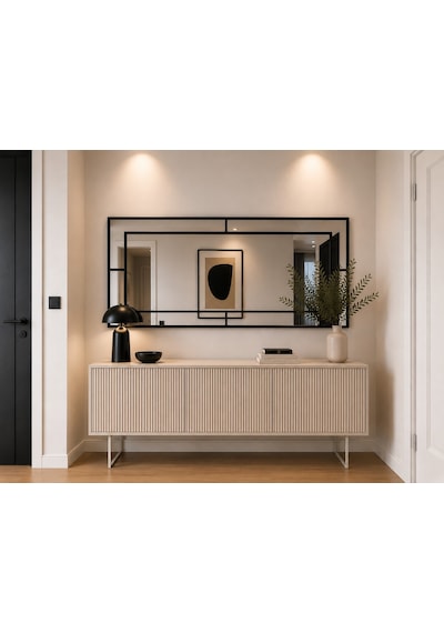 Effe Siyah Metal Çerçeveli 180x80 Cm Dekoratif Ayna