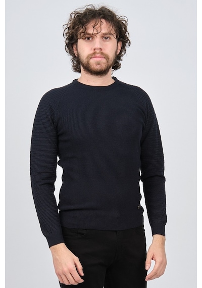 Çizgi Triko Erkek Bisiklet Yaka Slim Fit Kazak 42554259 Lacivert Lacivert