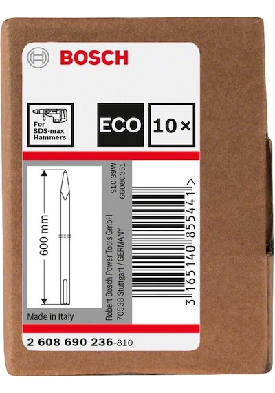 Bosch SDS-Max 600 mm Eko Sivri Keski 10'lu - 2608690236