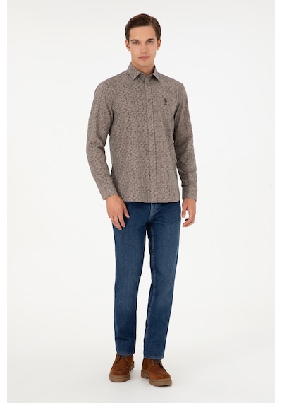 U.s. Polo Assn. Erkek Kum Gömlek Desenli 50296608-vr085 Kum