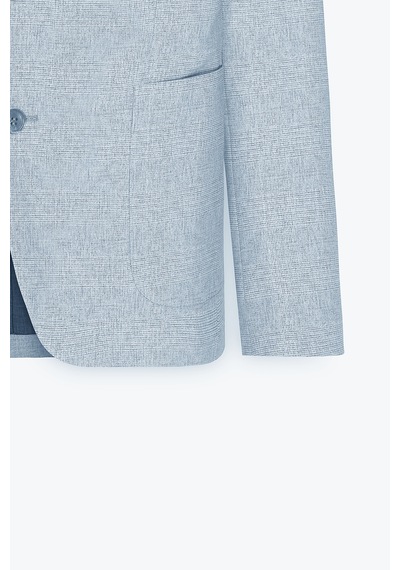 Ac&Co / Altınyıldız Classics Erkek Grı Mavı 360 Her Yöne Esneyen Slim Fit Dar Kesim Mono Yaka Desenli Blazer Ceket Grı Mavı Gri - Mavi
