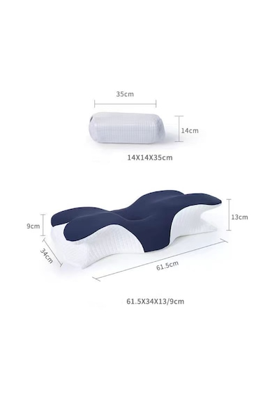 Shufa Kelebek Tasarımlı Ortopedik Boyun Destek Yastığı Yavaş Yükselen Memory Foam Ergonomik Uyku Yastığı Beyaz - Gri