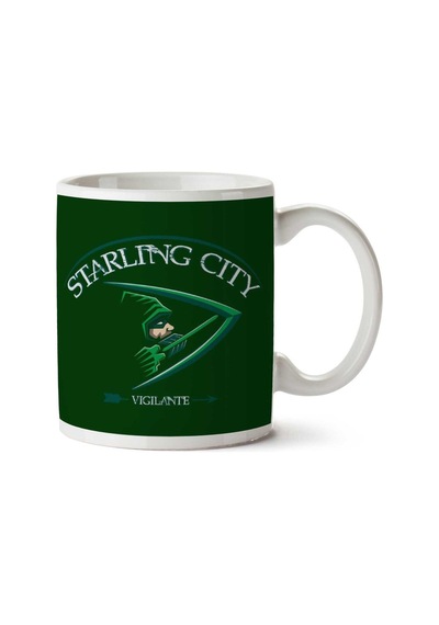 Starlin City Vigilante Arrow İki Tarafı Baskılı Kupa Bardak Çok Renkli