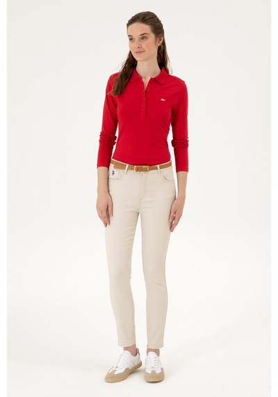 U.S. Polo Assn. Kadın Kırmızı Basic Polo Yaka Sweatshırt 50313593-VR030