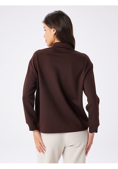Faik Sönmez Taş Detaylı Polo Yaka Sweatshirt W27swt002 Uw27swt00230 Kahve