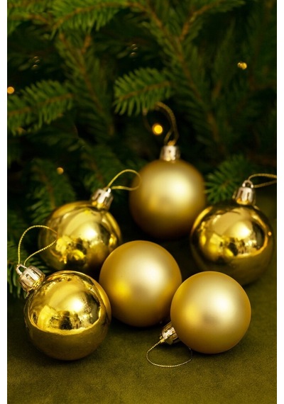 Beysüs Yılbaşı Çam Ağacı Süsü 5 Cm 6 Lı Gold Diğer