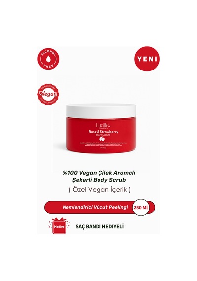 Lucille %100 Vegan Çilek Aromalı Vücut Scrub 250 ML