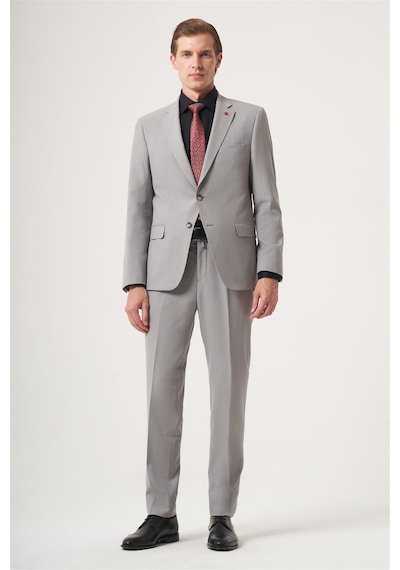 İmza Gri Mono Yaka 6 Drop Slim Fit Tam Astar Esnek Takım Elbise 1001260181