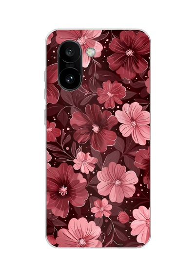 Oneplus 15r Uyumlu Pembe Ve Bordo Çiçek Desenli Baskılı Silikon Kılıf