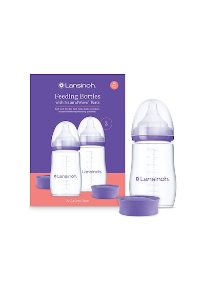 Lansinoh® 2 X 240 ML Biberon ve NaturalWave® Biberon Emziği (3 Ay+)