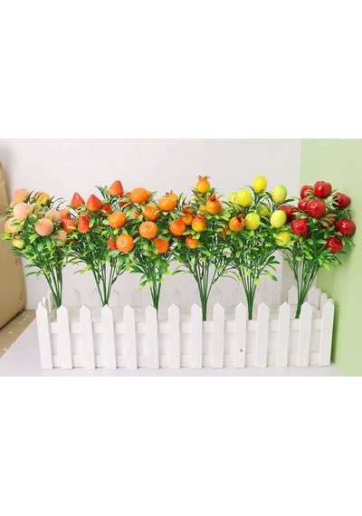 Rüzgar Yapay Çiçekçilik Karışık Meyve Demeti 6 Adet Limon Kiraz Şeftali Nar Mandalina Çilek Karışık