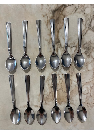 12 Adet Paslanmaz Çelik Lüx Çay Kaşığı Gri