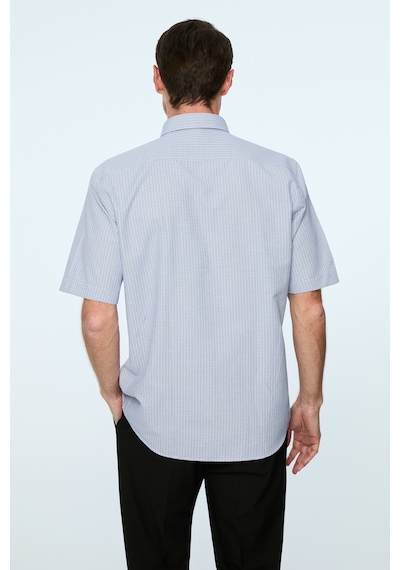 Morven Erkek Mavi Trend Desenli Regular Fit Düğmeli Yaka Kısa Kollıu Cepli Gömlek 26ys004009300 Mavi