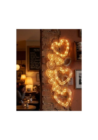 Dekoratif Kalp Led Neon Lamba Romantik Oda Balkon Ve Masa Üstü Işığı Çok Renkli Çok Renkli
