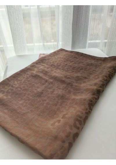 Laurel Scarf Leopar Desen Pamuk Ayrobin Jakar Şal Açık kahverengi