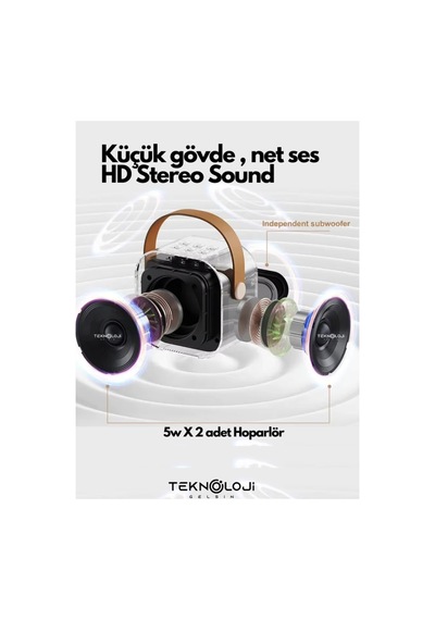 K12 Kablosuz Bluetooth Hoparlör Karaoke Mikrofon 5 Ses Efektli Rgb Hd Stereo Ses Usb/sd/fm