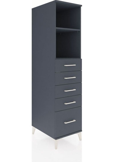 Kronos Dolap 2 Raflı 5 Çekmeceli 44x59x182 Antrasit-antrasit Antrasit