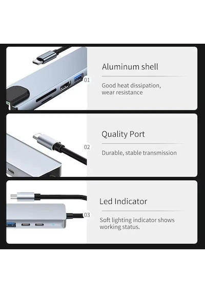 Lexroo Cr20 10in1 Mac-book Thunderbolt 3 Uyumlu Adaptör Çevirici Hub Type-c'den 4k30hz Hdmı, Usb 3.0