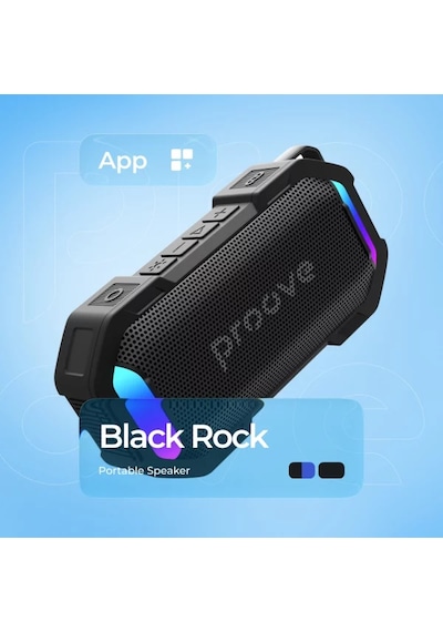 Proove Black Rock 10w Taşınabilir Bluetooth Hoparlör Tws & Rgb Işıklı Ipx7 Su Geçirmez Manyetik Mıknatıslı