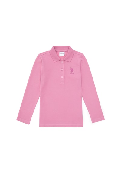 U.S. Polo Assn. Kız Çocuk Pembe Polo Yaka Basic Sweatshirt 50316836-VR167