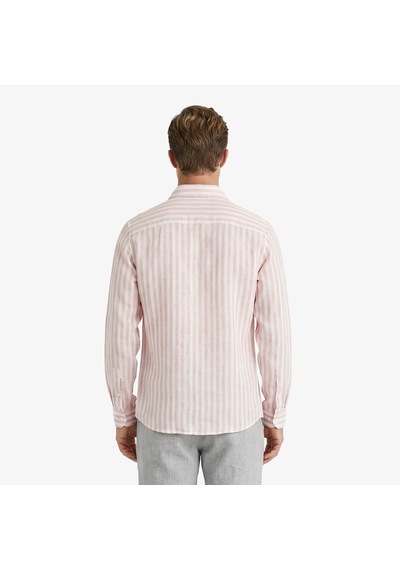 Nautica Erkek Bej Regular Fit Çizgili Keten Gömlekçizgiliw65451t Pembe