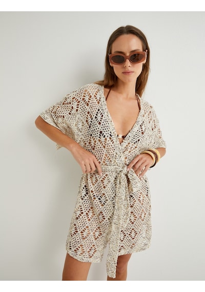 Koton Koton X Şahika Ercümen - Kroşe Kimono Dirsek Boy Kısa Kollu Kemerli Kahverengi Desenli 4sak50690ek Kahverengi Koton Koton X Şahika Ercümen - Kroşe Kimono Dirsek Boy Kısa Kollu Kemerli Kahverengi Desenli 4sak50690ek Kahverengi